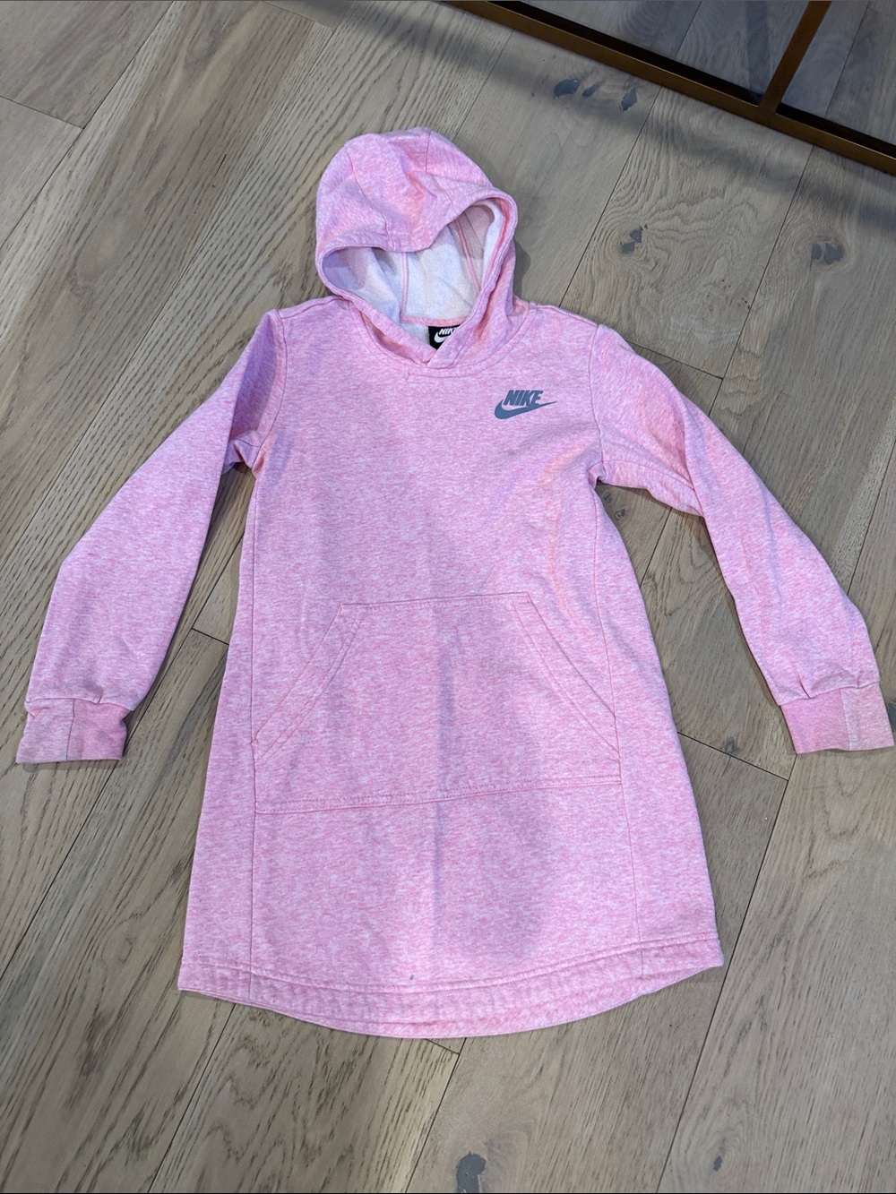 Nike Girls Pink Hooded Sweatshirt Dress with Logo